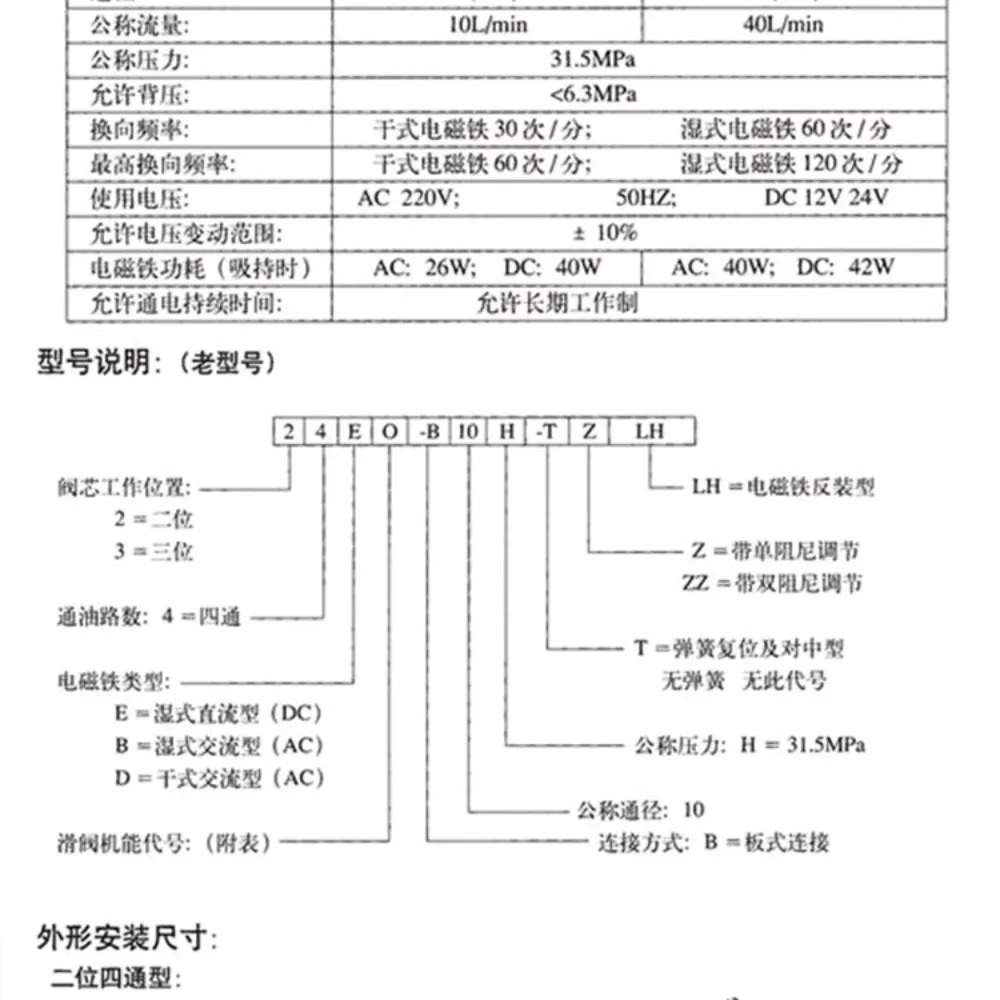 솔레노이드 방향 밸브 24EI1-H10B-T 24EI3 24BO 34BM-H10B-T 34EO-H10B