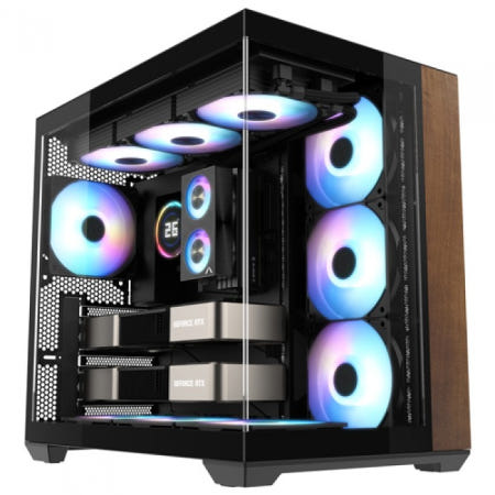 쓰리알 3RSYS S480 WOOD BTF 블랙 미들타워 PC케이스