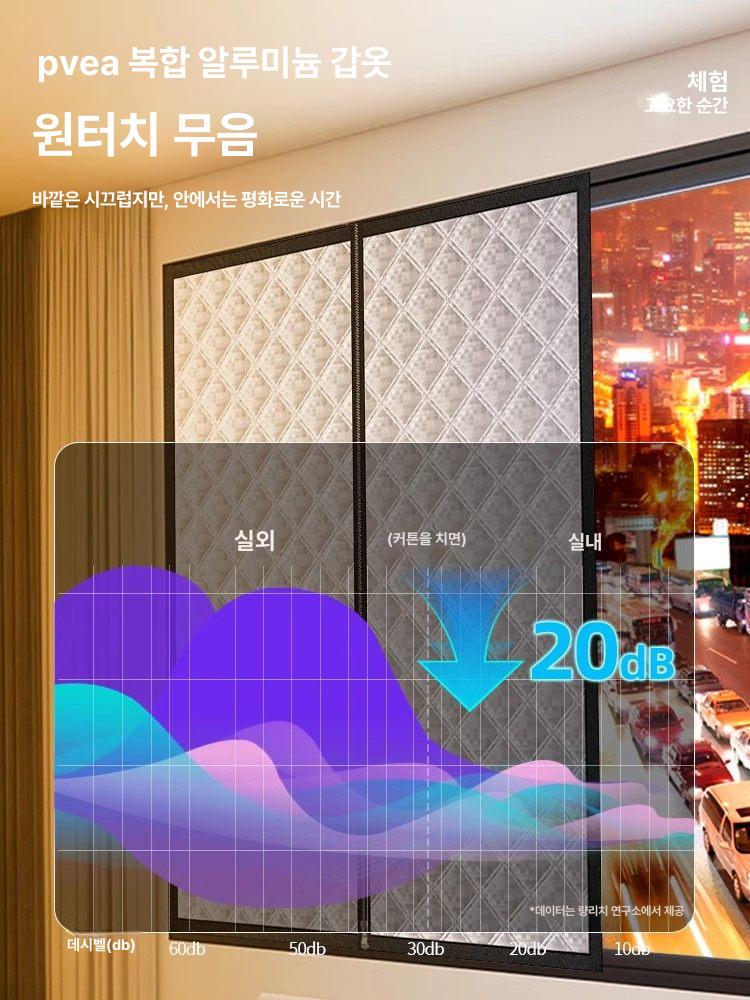 창문 흡음 커튼 가림막 발코니 방음 침실 커텐 바깥 침실용 공부방 가리개 흡음커튼 방음천 - 상세 이미지 2
