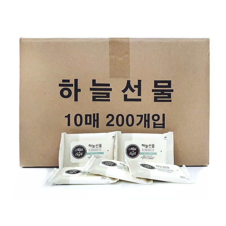 지니몰 피톤치드 저자극 하늘선물 휴대용 물티슈 (10매 X 200개) 한박스 행사용 판촉물