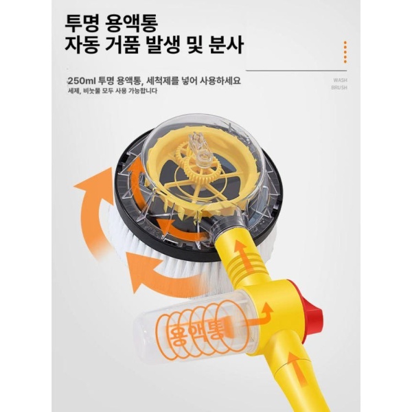 프리미엄 자동차 휠브러쉬 세트 차량용 회전 브러시 물세척 세차 15m 신축성 호스 세트 호스 연결구 제외 - 상세 이미지 2