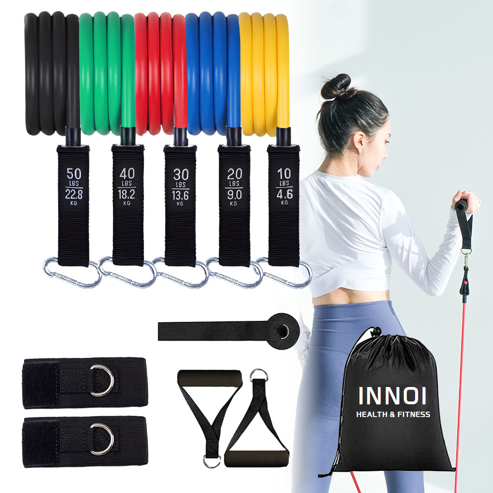 이노이 파워믹스 튜빙밴드 세트 그립바 근력운동 홈트레이닝 운동 헬스밴드 라텍스 150LB - 상품 이미지