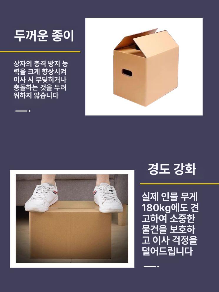 대형 이사박스 이사짐 포장박스 보호재 포장 이삿짐 수납 40 x 30x30cm 손잡이 있음 5개 세트 - 상세 이미지 4