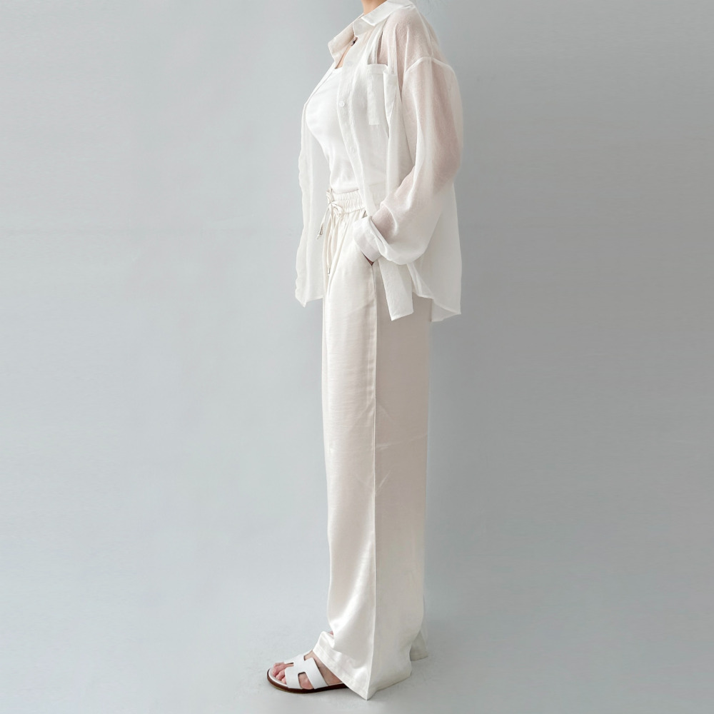실크바지 하이웨스트슬랙스 새틴바지 이미지 3