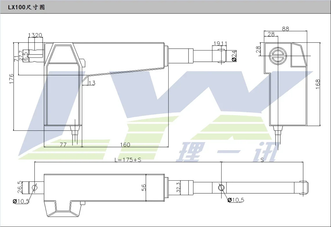 LX100 7mm/s 8000N 전기 푸시로드 모터 스테인레스 스틸 추력 12V24V 선형 푸시-풀 텔레스코픽로드.