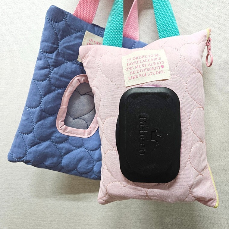 지니몰 누빔 물티슈 파우치 가방 휴대 케이스 외출가방 2컬러