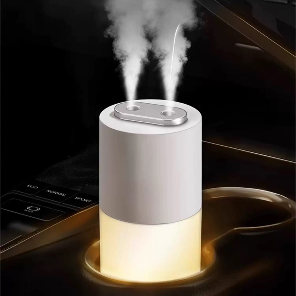 WHM20 차량용 무선 가습기 USB 듀얼 분사 휴대용 미니 가습기 무드등 겸용