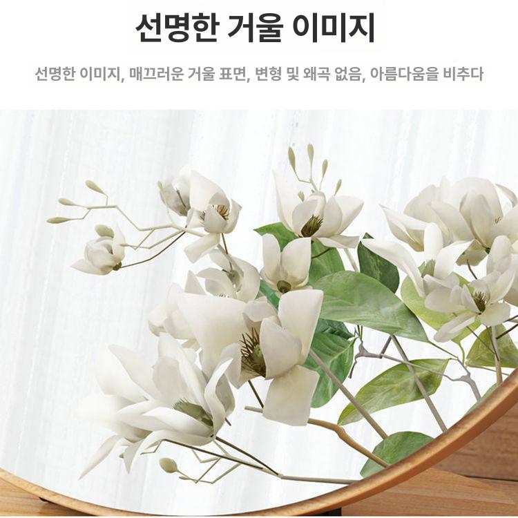 빈티지 원형 접이식 스탠드 탁상 화장대 거울 우드 미러 20cm 내추럴우드 - 상세 이미지 2