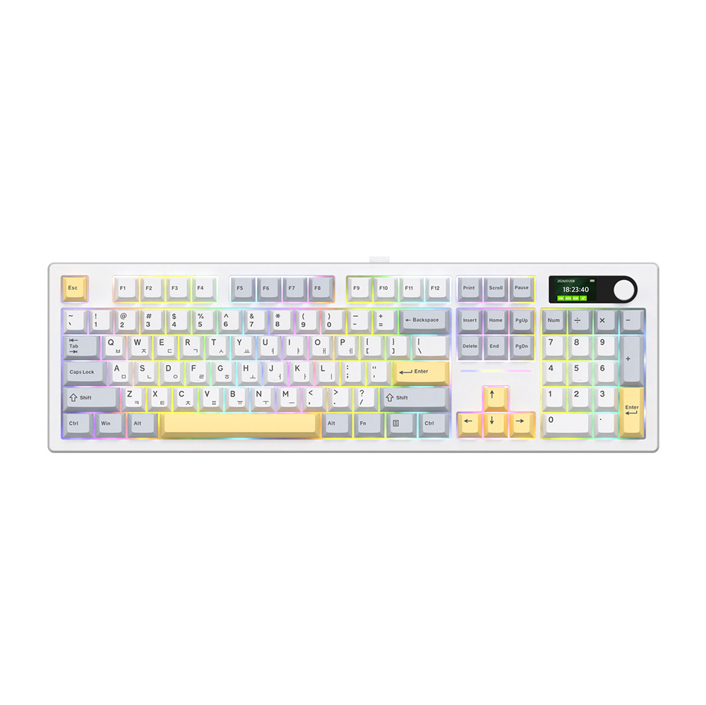 앱코 ACH105 LCD 저소음 기계식 키보드 풀배열 블루투스 무선 게이밍 바다소금 적축 이미지 7