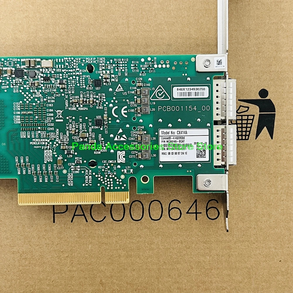 Mellanox CX414A ConnectX-4 40/56GbE PCI-Ex8 듀얼 포트기가비트 광섬유 네트워크 카드 InfiniBand NIC MCX414A-BCAT