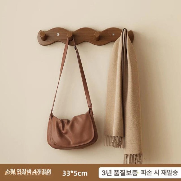 모던 스타일 벽걸이선반 수납 옷걸이 원목색 l급 선반형-6후크 원목색 간편 직행-4후크 이미지 6