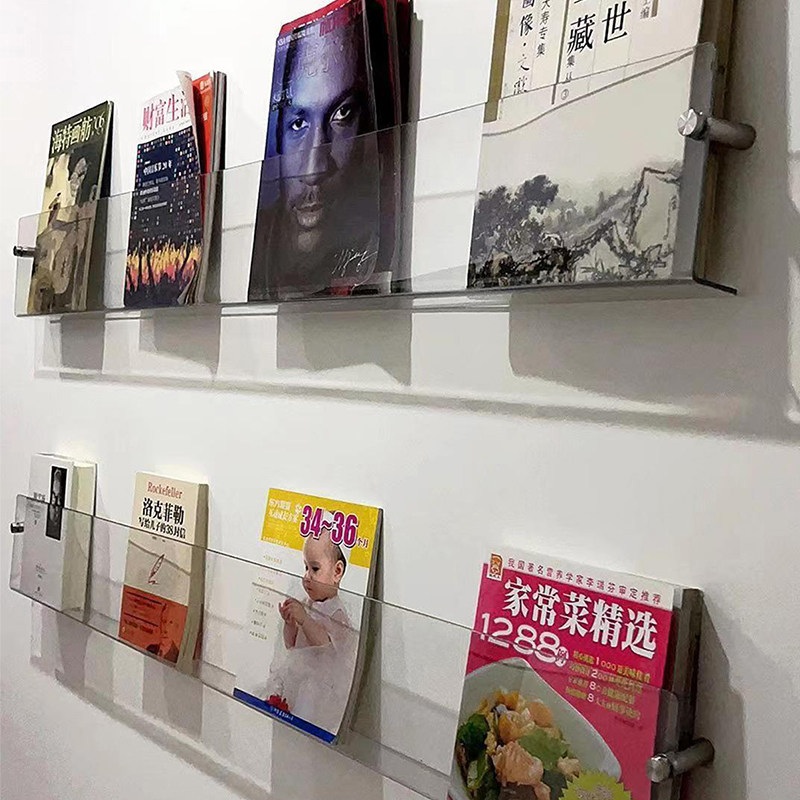 아크릴전면책장 진열대 크래싱 벽걸이형 투명반투명 깔끔한 물결무늬 디자인 모던 인테리어 - 상세 이미지 2