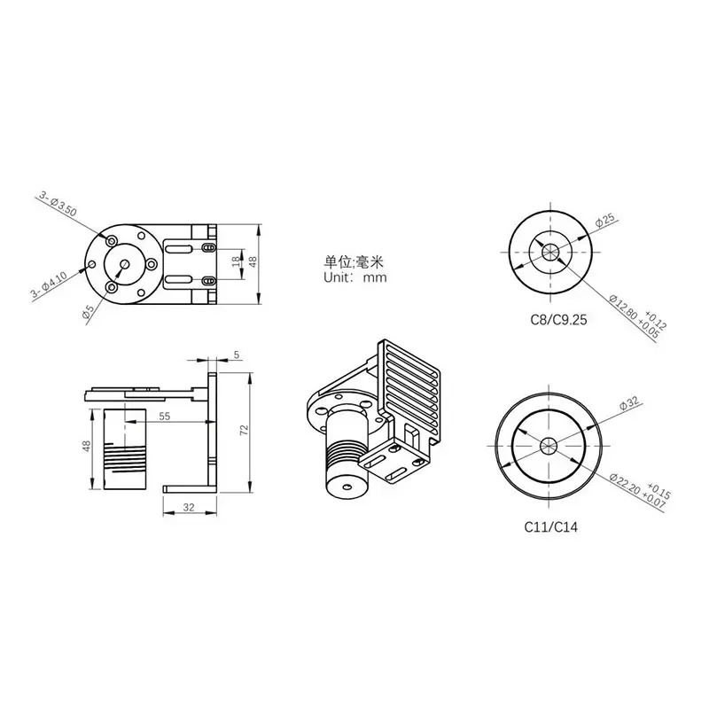 ZWO EAF-SCT C8-C925 C11-C14 EAF 브래킷 EAF-C8-C925 EAF-C11-C14