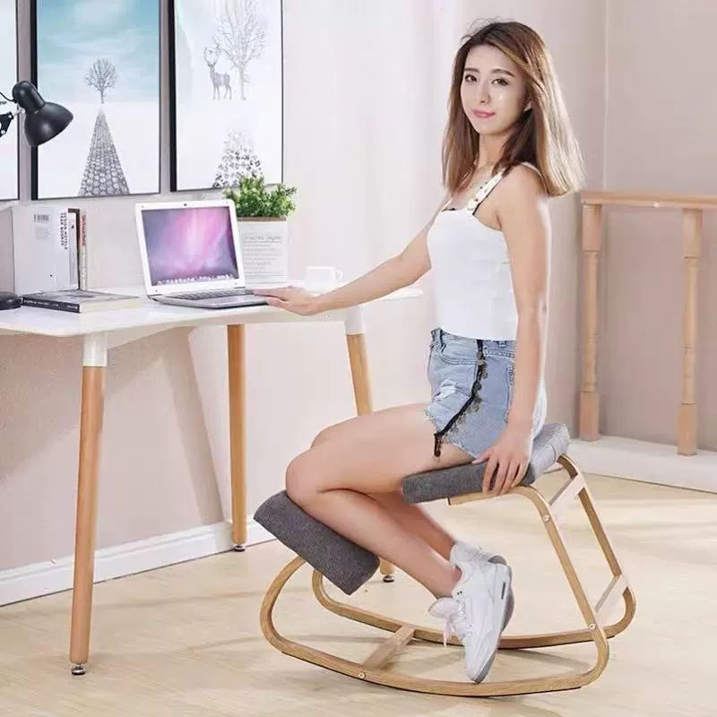 무릎의자 인체공학 자세보조 체어 사무실 바른자세 의자 오프화이트 블랙 - 상세 이미지 3