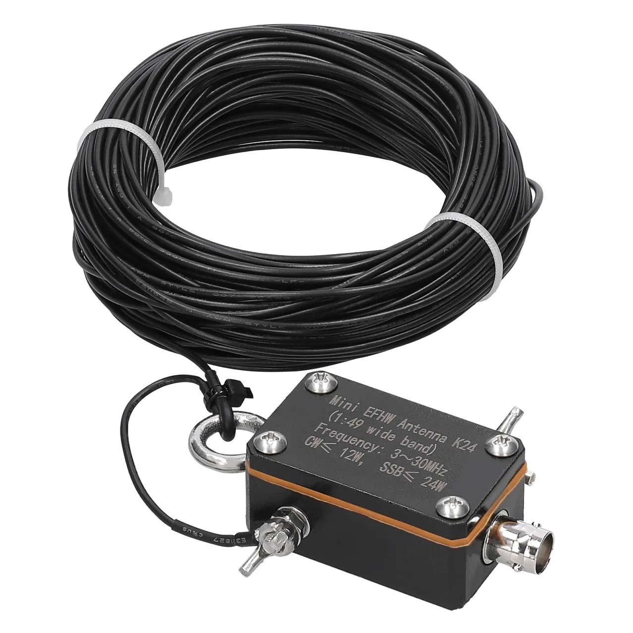 포켓 EFHW 안테나 K24 3-30MHz 대역 단파 광대역 단일 종단 반파