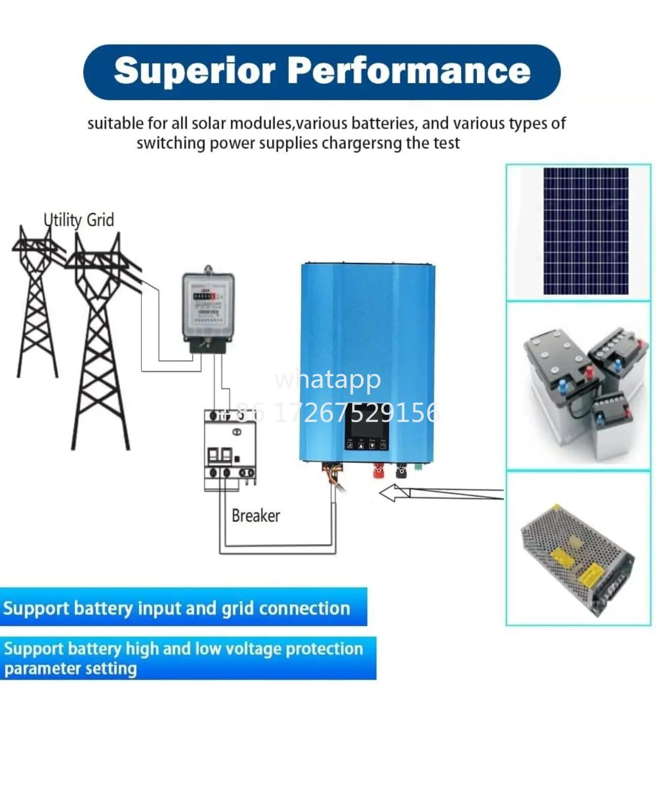 1200W 1000W 1.2KW 1KW 솔라 그리드 배터리 방전 인버터 DC24V 26-45v 55-90V AC110V AC220V 리미터 전원