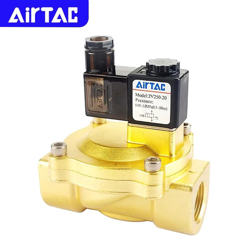 AIRTAC 2V 시리즈 유체 제어 밸브 2/2Way 2V130-10/15 2V250-20/25 솔레노이드 AC/DC 12V 24V 110V 220V