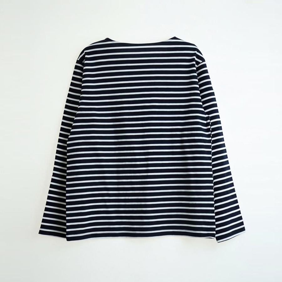 클래식 마린 코튼 스트라이프 롱슬리브 티셔츠 (NAVY) 이미지 2