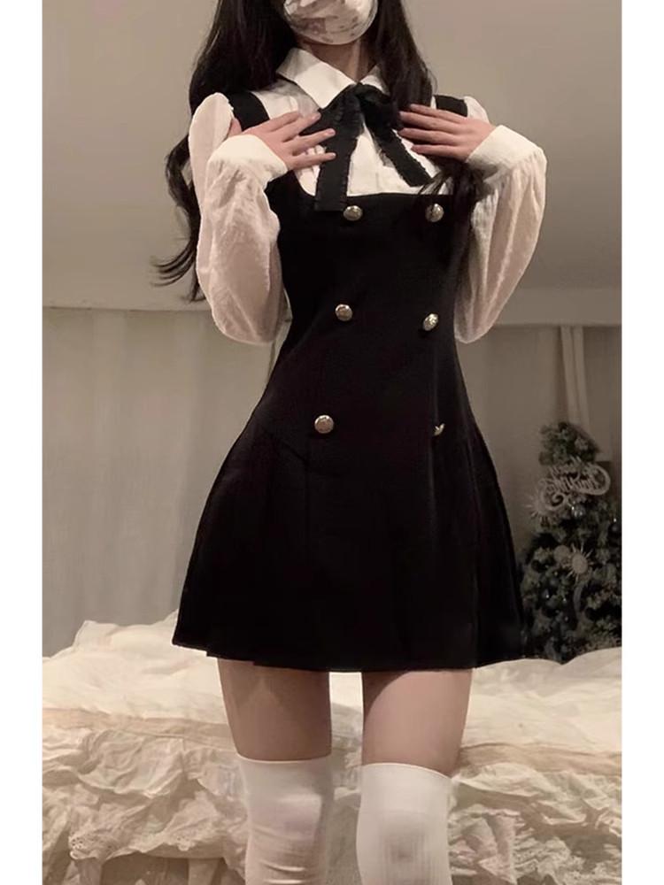 프레피룩 예고교복 하이틴 졸사 스커트 놀이동산 예고 리본 마이 학생 치마 드레스 - 상세 이미지 4