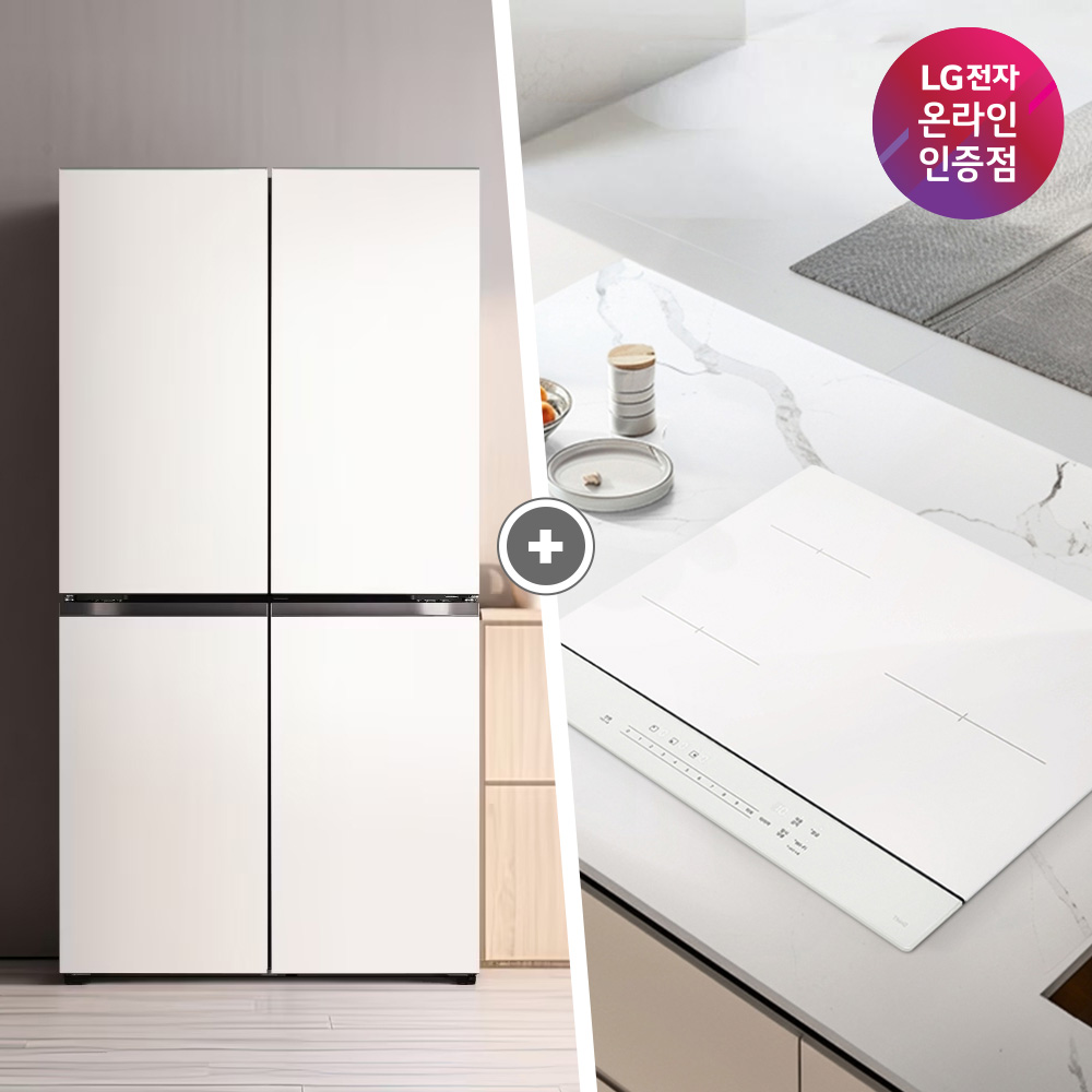 LG 디오스 오브제컬렉션 매직스페이스 냉장고 + LG 디오스 인덕션 (T875MEE111 + BEI3QKHLOE)