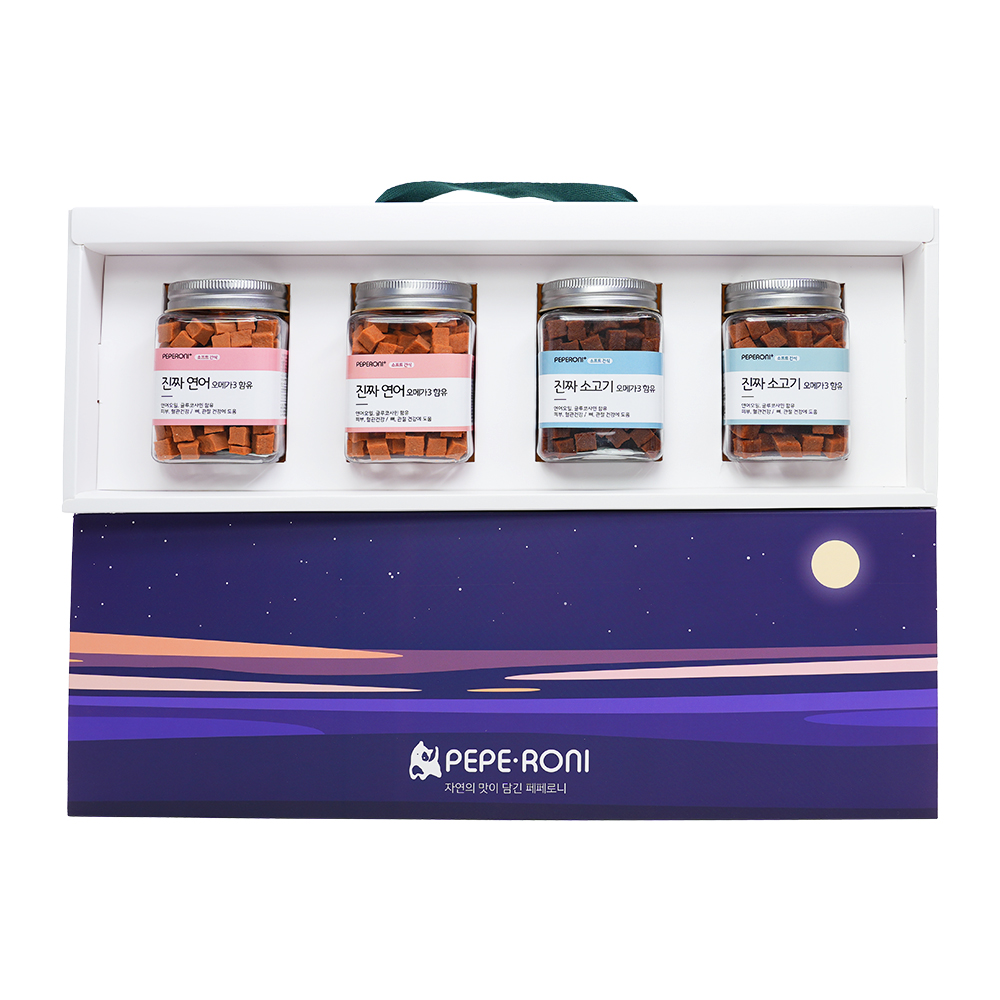 Gift box 페페로니 진짜 오메가3 연어 2개+소고기 2개 세트 - 상품 이미지