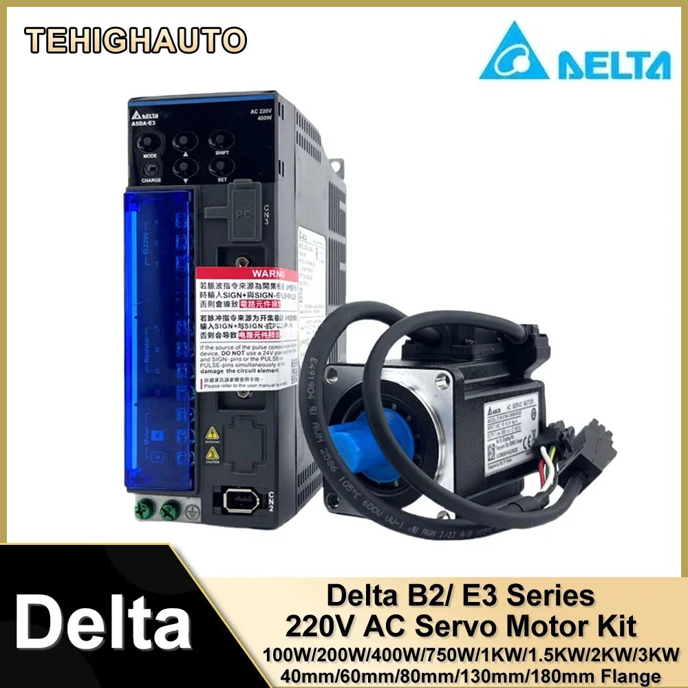 델타 B2/E3 AC 서보모터 드라이브 키트 22비트 3000rpm 100/200/400W/750W/1KW/1.5KW/2KW/3KW RS485 ASD-B2-0121-BECMA-C