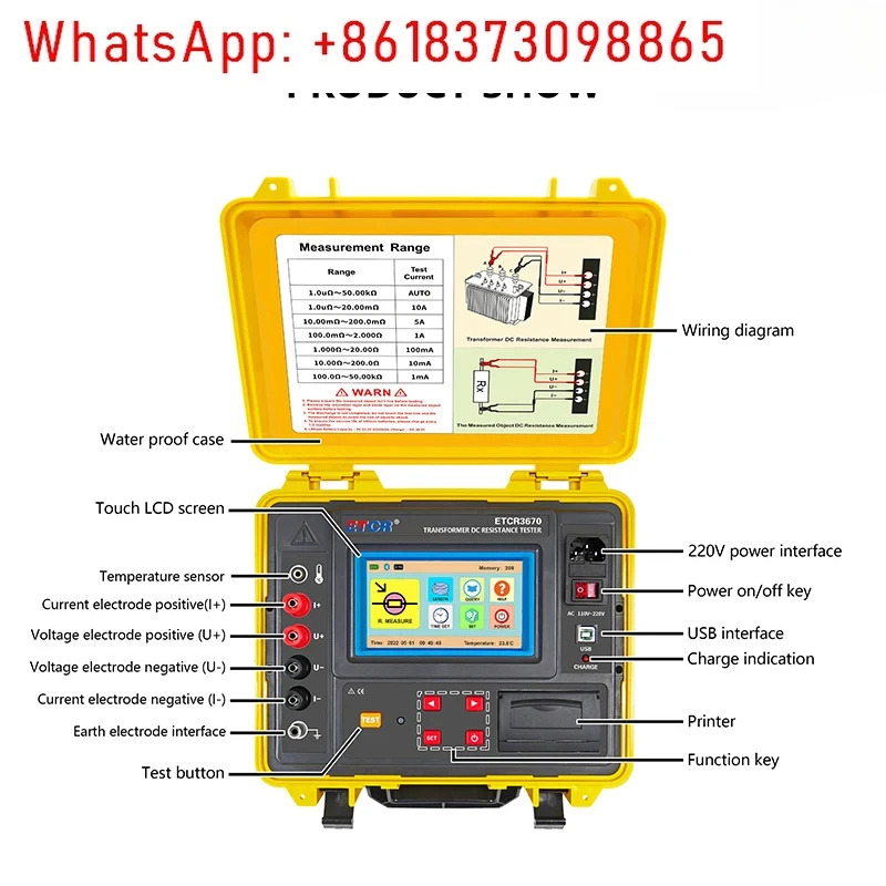 ETCR3660 ETCR3670 DC 저항 테스터 전류 10A 20A 50k 정밀 변압기 4선 밀리옴계 마이크로 옴 미터