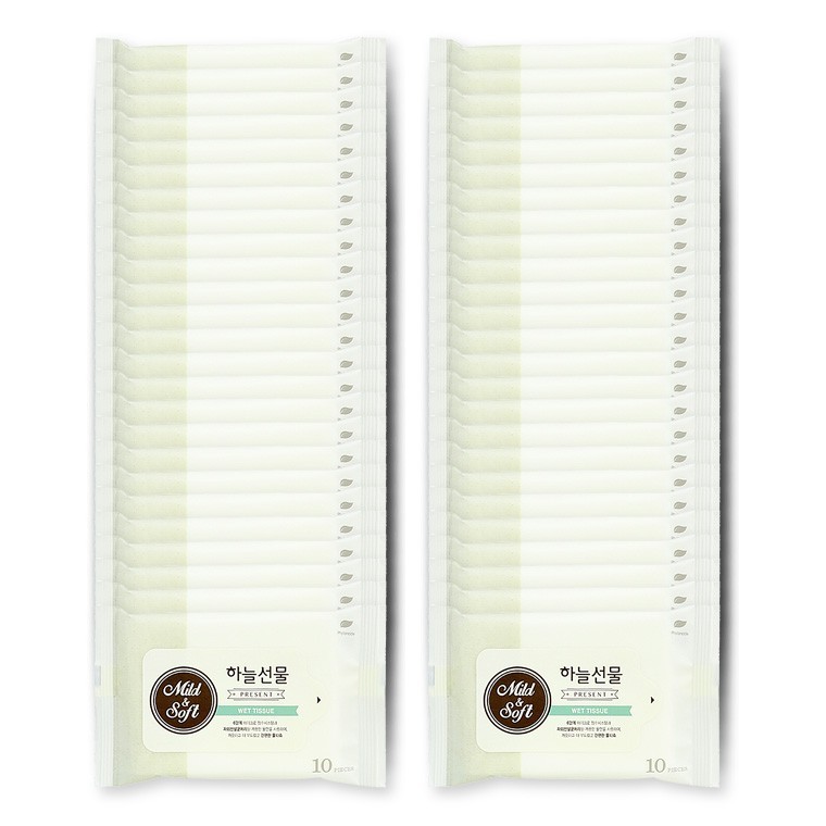 지니몰 하늘선물물티슈(10매 리필) 50개 휴대용 소형 파우치형 아기 유아 판촉 홍보