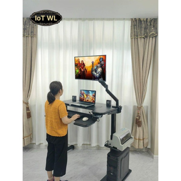 프리미엄 전동 높이조절 스탠딩 전동책상 사무용책상 책상-단일 팔 A 전동 소파-내구성-블랙 - 상품 이미지