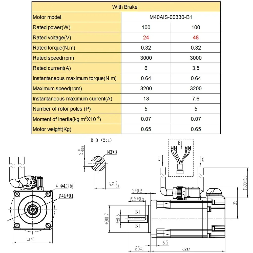 DC24/48V 3000rpm 저전압 서보모터 드라이브 키트 100/200/400/750/1KW RS48517Bit AGV절대 멀티 턴 자기 인코더