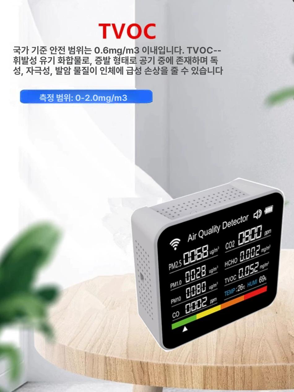 감지기 휴대용 co2 측정기 미세먼지 일체형 공기질 대기 품질 습도 센서 산소 분석기 - 상세 이미지 4