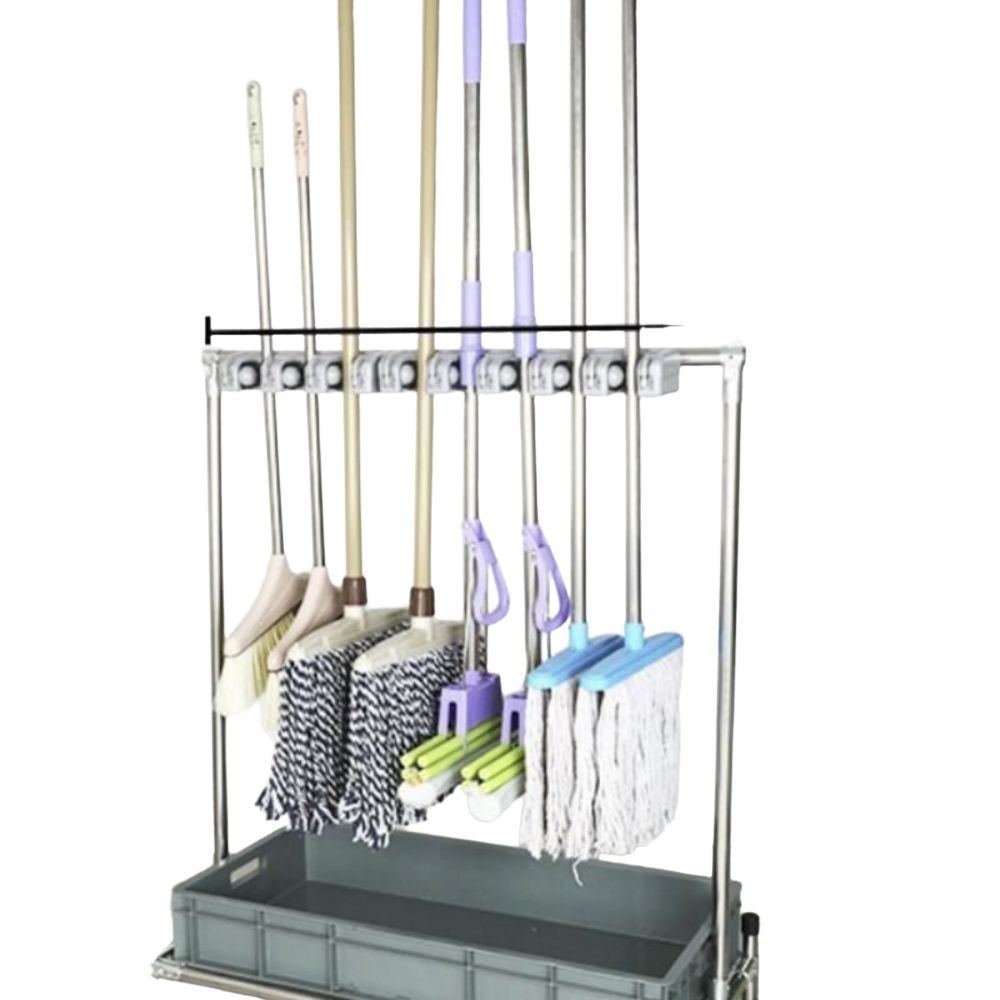청소도구 정리대 청소 빗자루 보관대 대걸레 밀대 거치대 5걸이 6훅 75x42x110cm - 상세 이미지 2