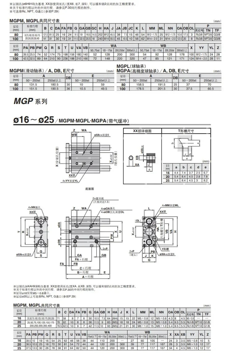 SMC 실린더 MGPL/MGPM12/16/20/25/32/63-10/20/30/40/50/75/100Z