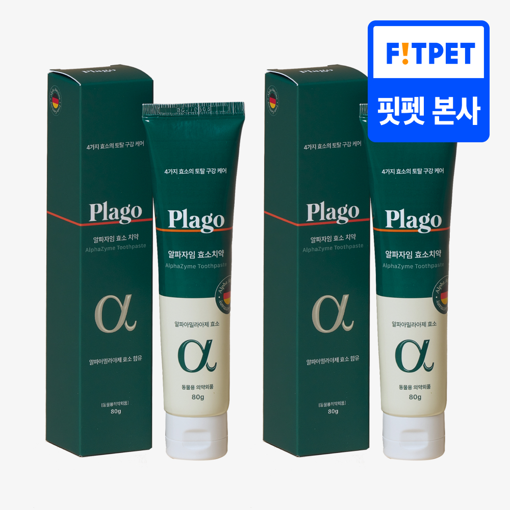 플라고 알파자임 강아지 고양이 효소 치약 닭고기맛 입냄새 치석 제거 80g, 2개 제품 이미지
