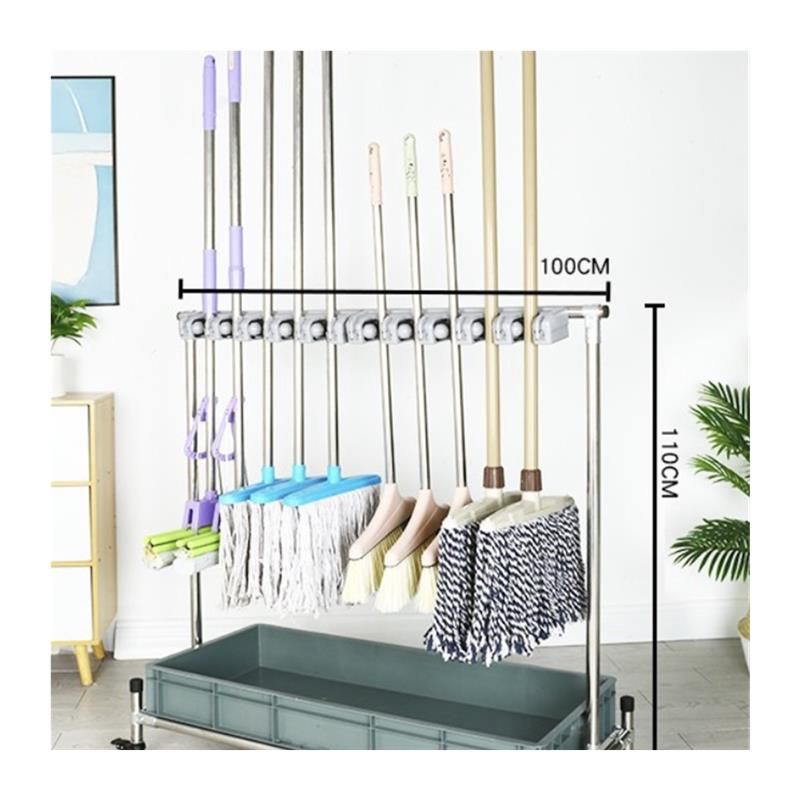 청소도구 정리대 청소 빗자루 보관대 대걸레 밀대 거치대 5걸이 6훅 75x42x110cm 이미지 6