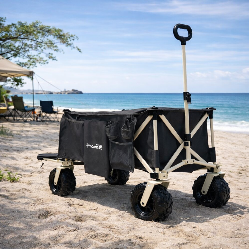 캠프365 파파웨건 폴딩카트 캠핑왜건 접이식 내하중160kg특대형 챔프 울트라휠 블랙