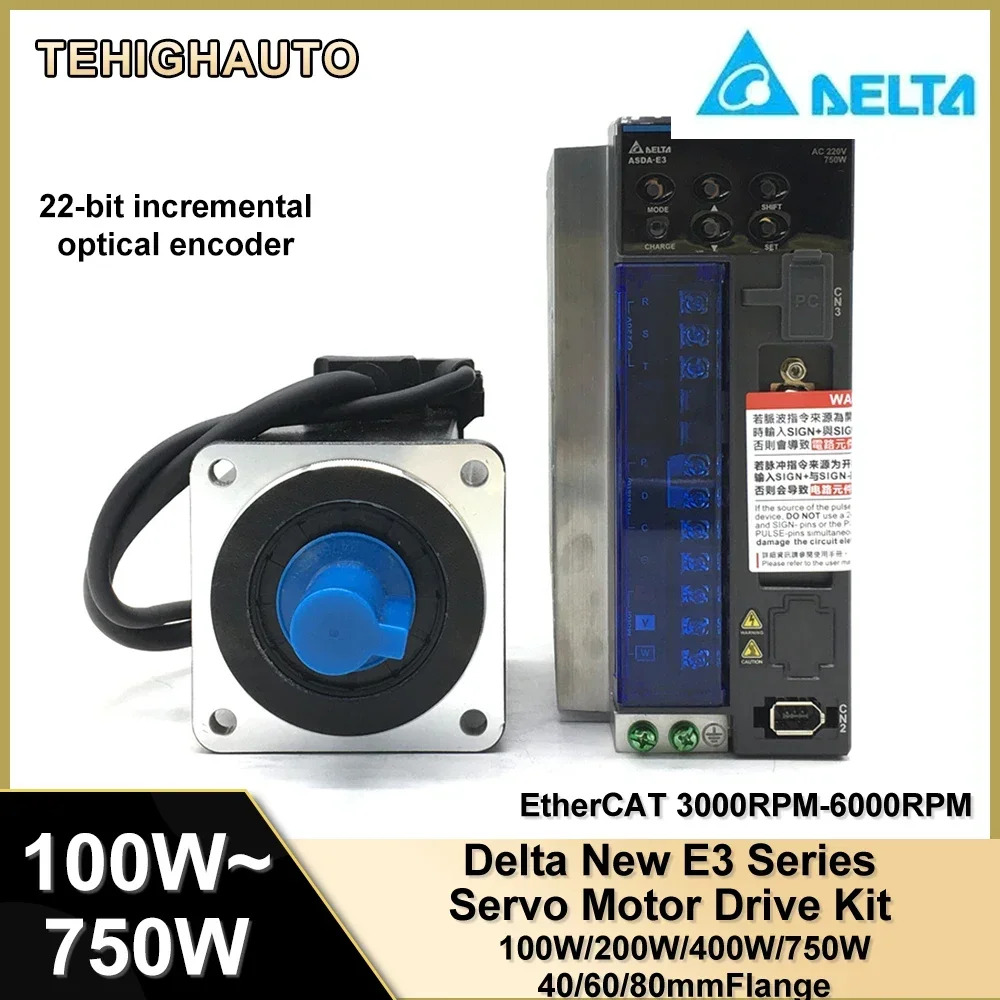 델타 E3 AC 서보모터 드라이브 키트 ASD-E3-0721-EECM-E-C20807RSE 100W/200W/400W/750W 브레이크 B2 교체