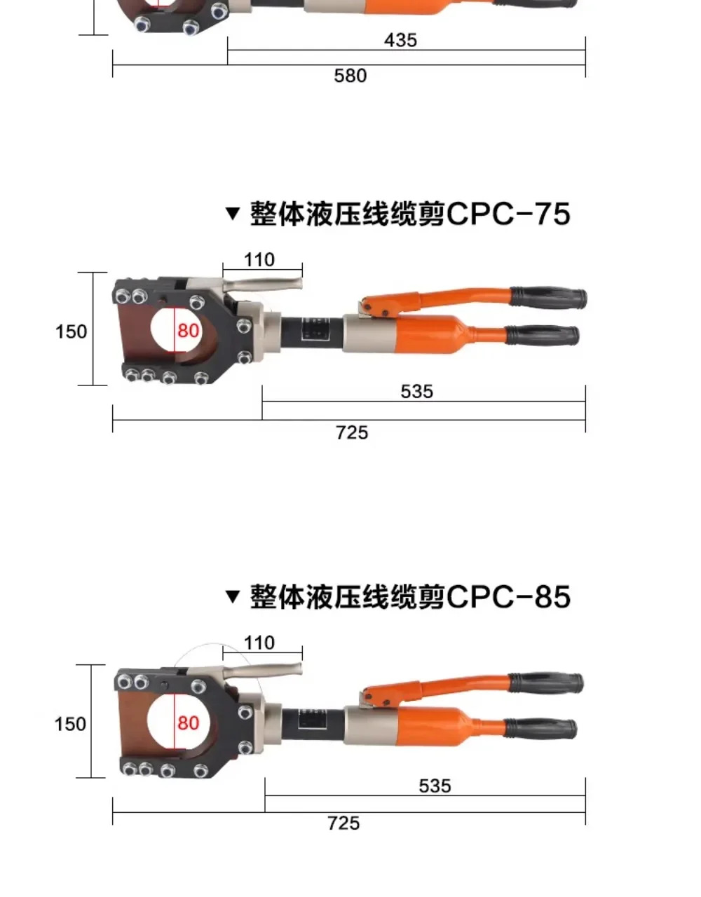 아머드 와이어 케이블 커터 볼트 CPC-50 75 85 90 95