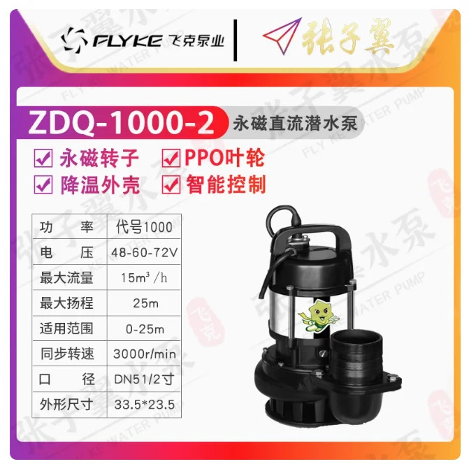 FLYKE ZDQ 하이 리프트 영구 자석 DC 수펌프 펌핑 펌프 ZDQ-1000-2 ZDQ-1000-2.5 ZDQ-1000-3 ZDQ-1000-4
