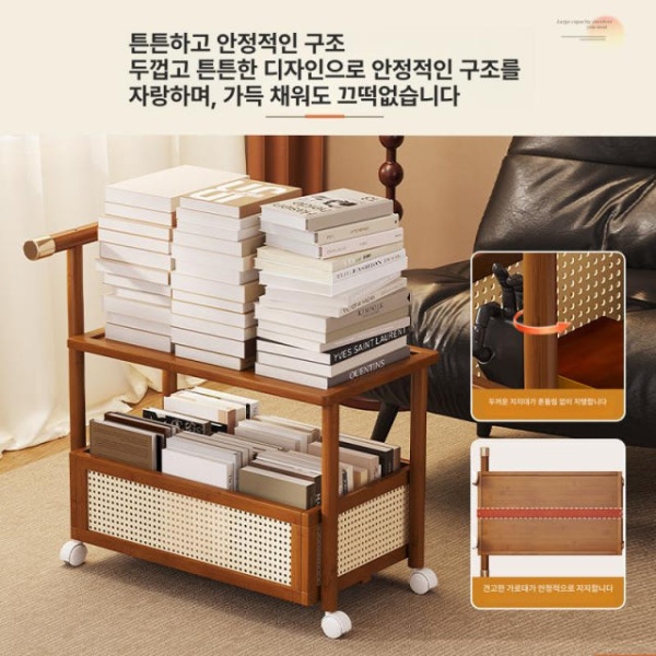 모던 이동식 소파테이블 밀크화이트 70 거실테이블 카트 차색 50 - 상세 이미지 3