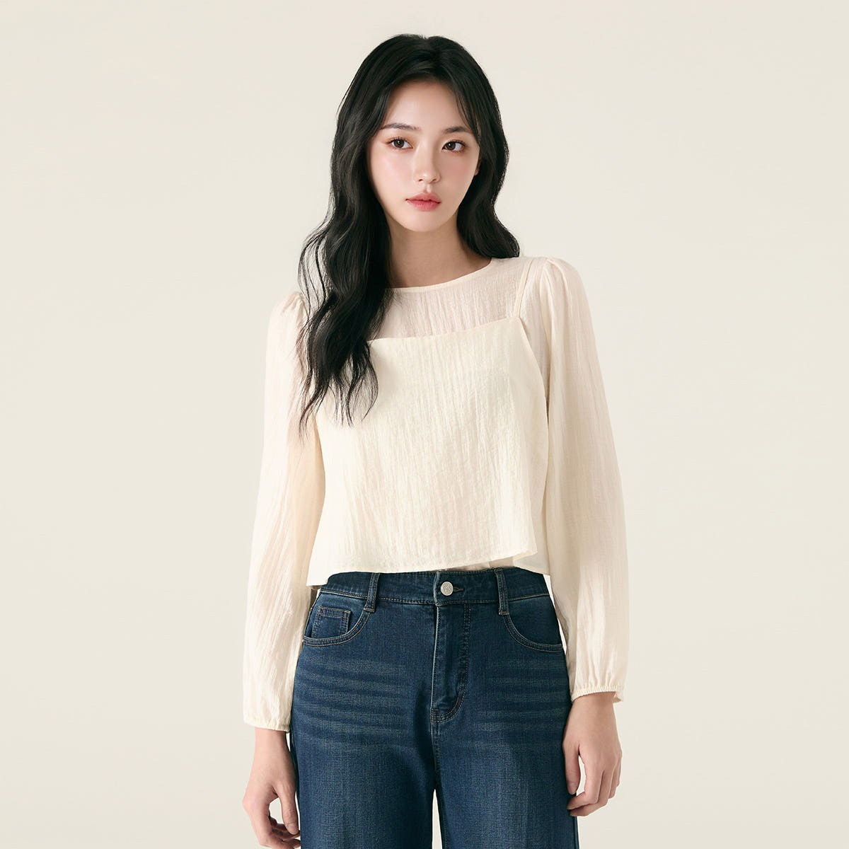 로엠 뷔스티에 매칭 블라우스 RMBLG12R11 - 상품 이미지