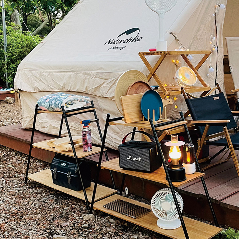 애니클리어 PDB-CP30 피라미드 3단 쉘프 우드 나무 선반 감성 캠핑 차박 수납 정리 신발장 주방다용도 수납거치대