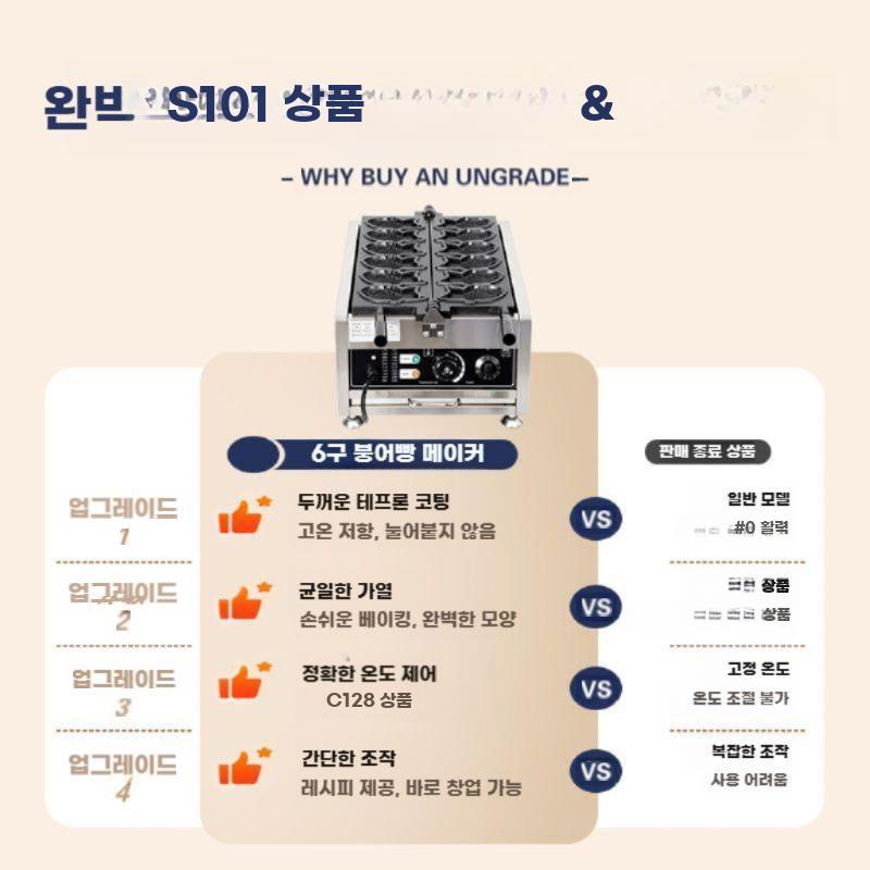 붕어빵머신 붕어빵 메이커 전기 그릴 잉어빵 제조기 뒤집기 3마리 전기 - 상세 이미지 2
