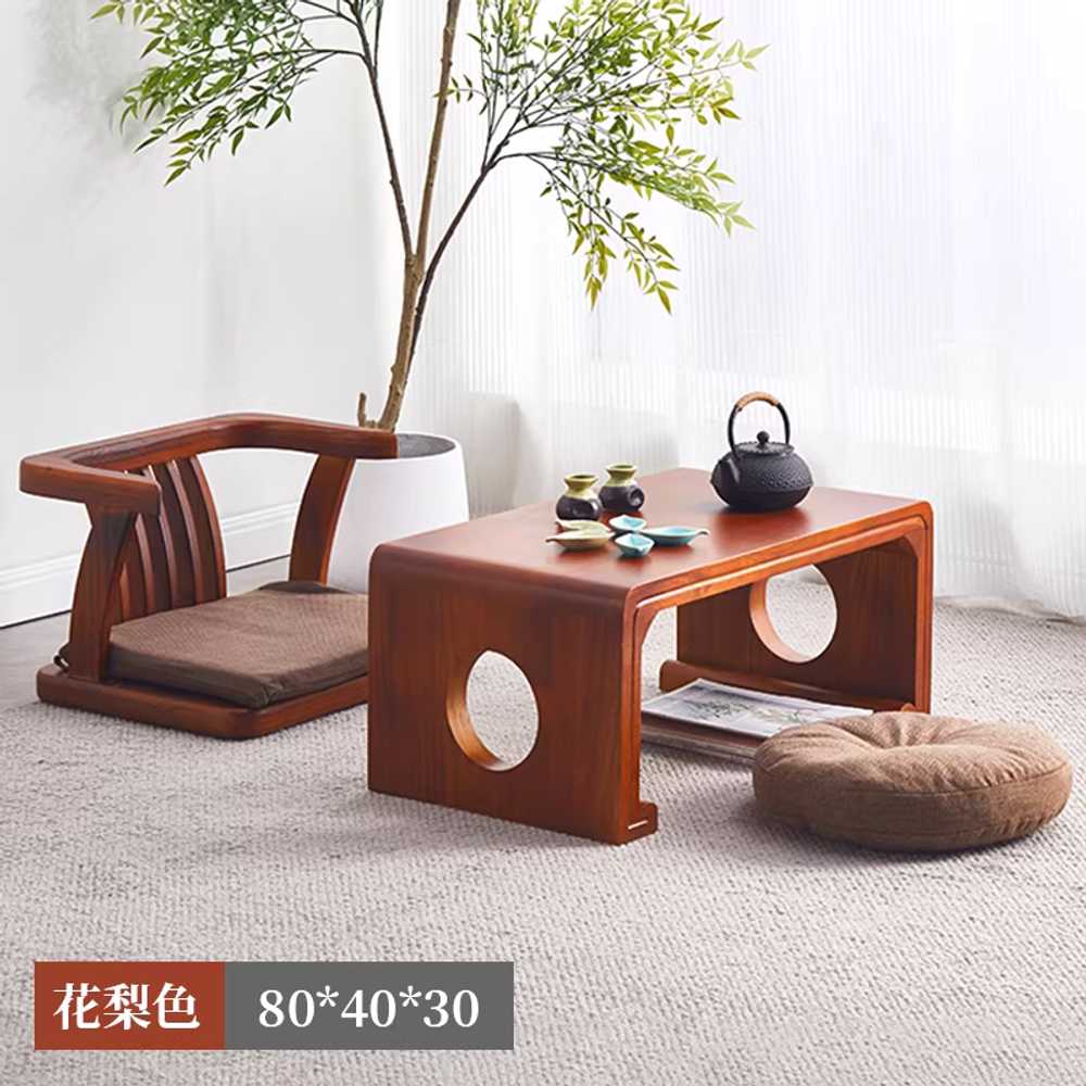 좌식 티테이블 작은 다과상 호두색 일본식 탁자 원목 60x40x30cm 내추럴 - 상세 이미지 5