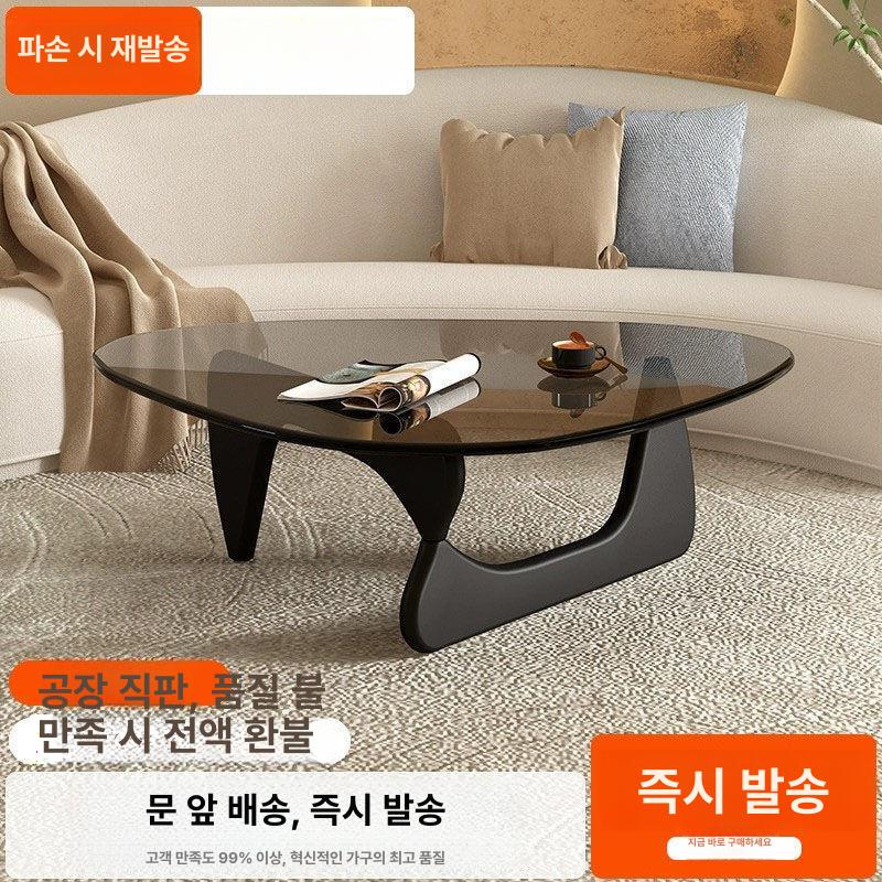 인테리어 원목 강화유리 티테이블 디자인 우드 그레이 B - 상세 이미지 4