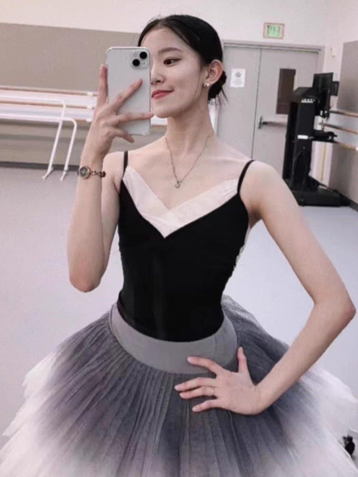 성인발레복 발레연습복 스커트 블랙 댄스 S 무용 JD545 블랙 원피스 S - 상품 이미지