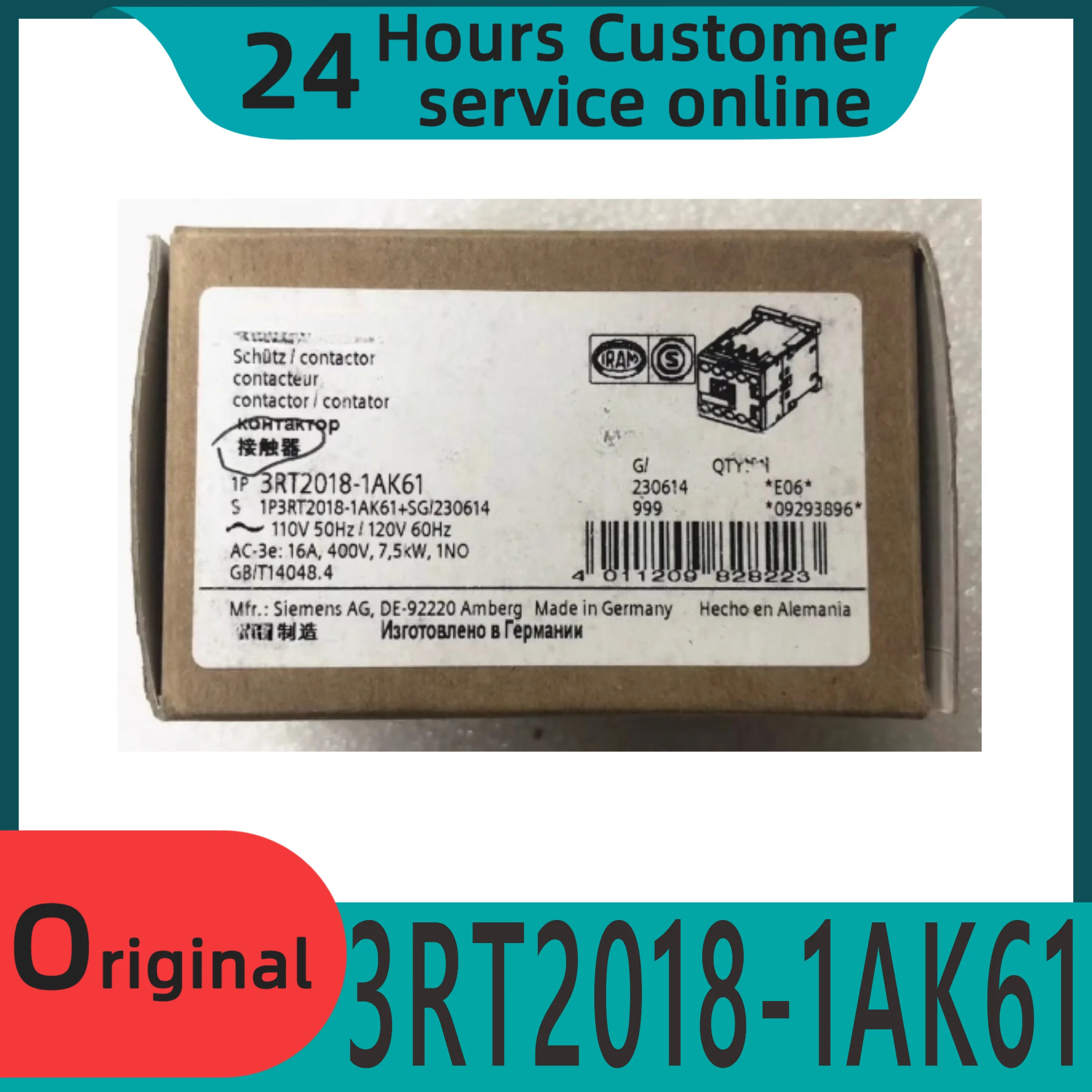 오리지널 3RT-1AK61 AC 접촉기