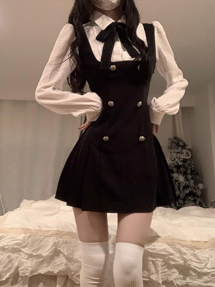 프레피룩 예고교복 하이틴 졸사 스커트 놀이동산 예고 리본 마이 학생 치마 드레스 - 상세 이미지 2