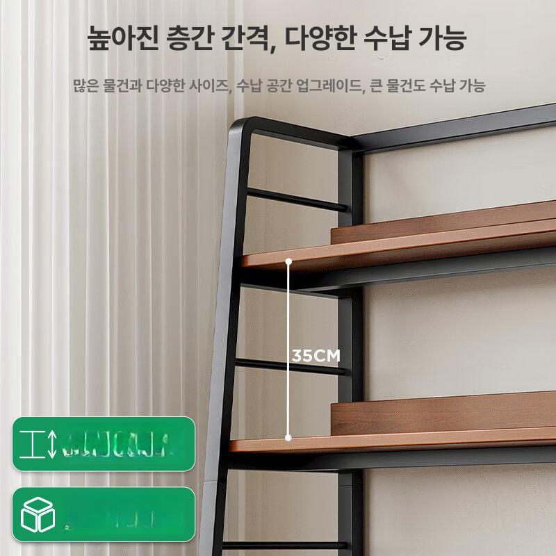 모던 철제 인테리어 선반 주방 조립 4단 진열장 캐비닛 포함 5칸 100cm 다크월넛 블랙 - 상세 이미지 2