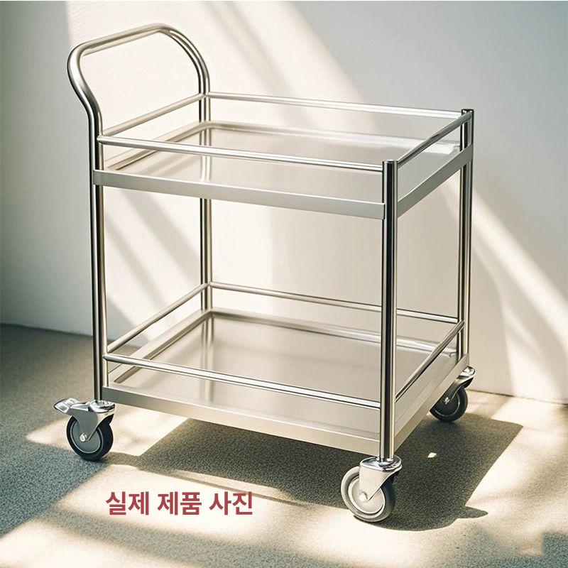 2단 웨건 이동식 카트 접이식 선반 주방 플라스틱 북유럽 다용도 서빙 이동식카트 철제 - 상세 이미지 4